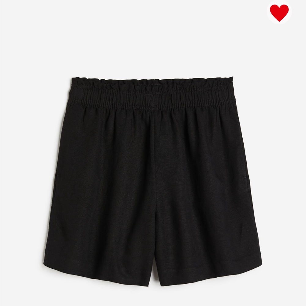 Linen blend shorts - black, medium
